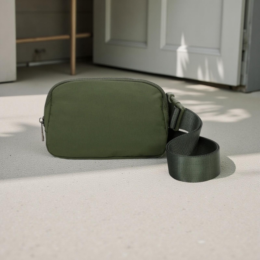 Adelaides Water Repellent nylon belt fanny bag  available in green,wine,caramel